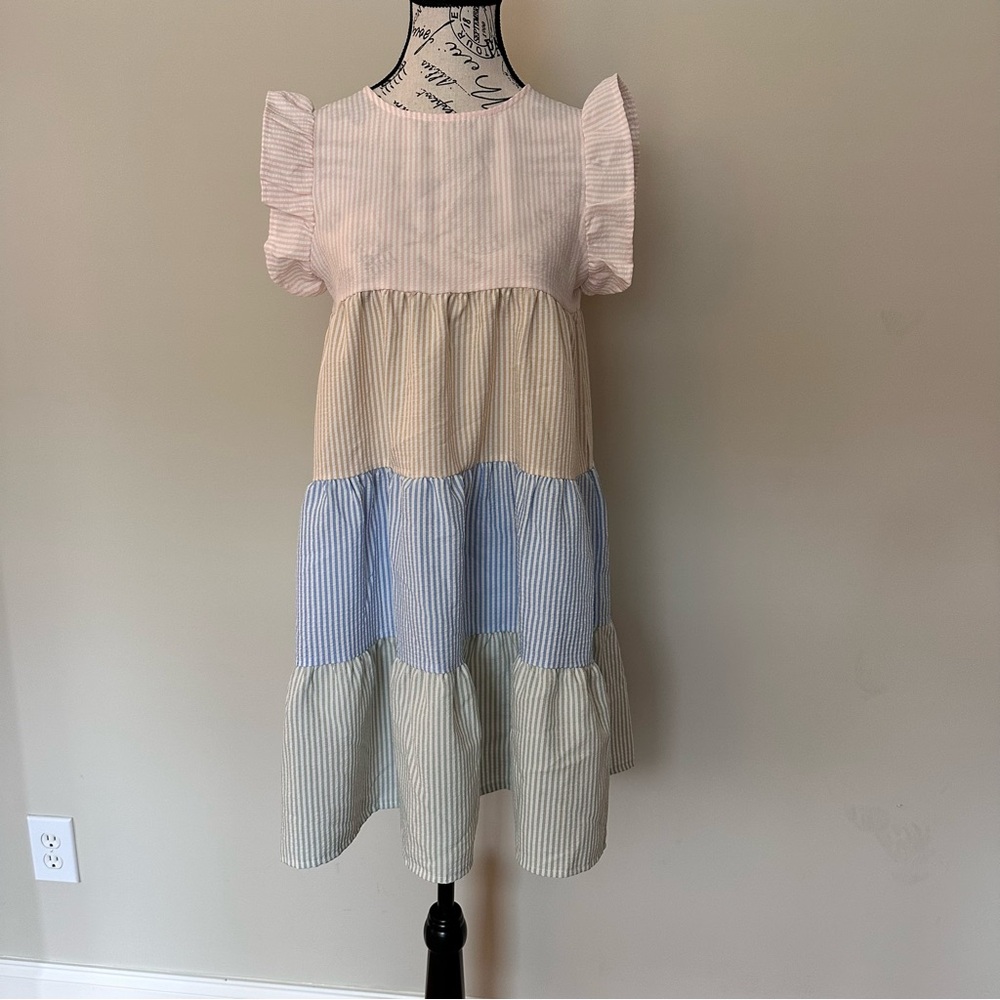Striped Multicolor Tiered Dress